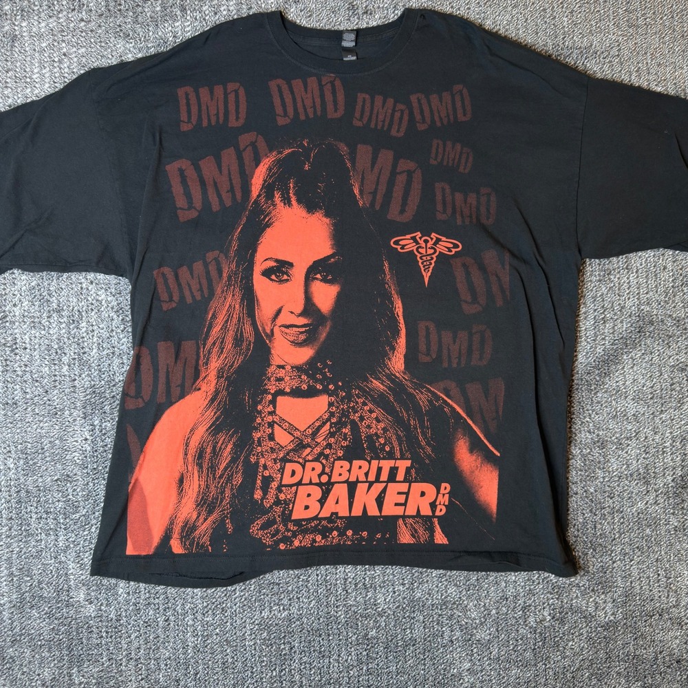 AEW Dr Britt Baker DMD Wrestling Graphic T-Shirt Mens 5XL Black Orange M&O Gold